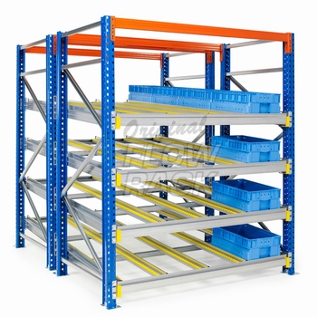 Flow shelves KLT-version for pallet racks double depth