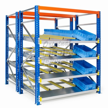 Flow shelves KLT-version for pallet racks double depth