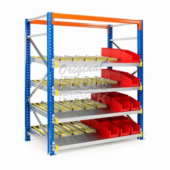 Flow shelves for pallet racks single depth