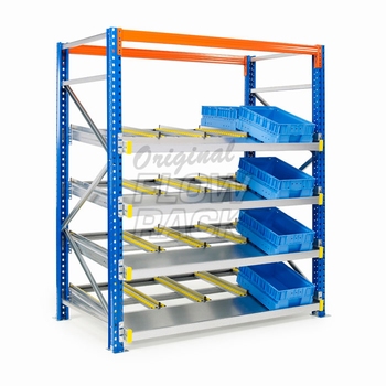 Flow shelves KLT-version for pallet racks single depth