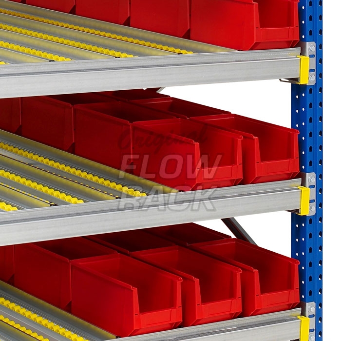 Flow shelves for pallet racks double depth