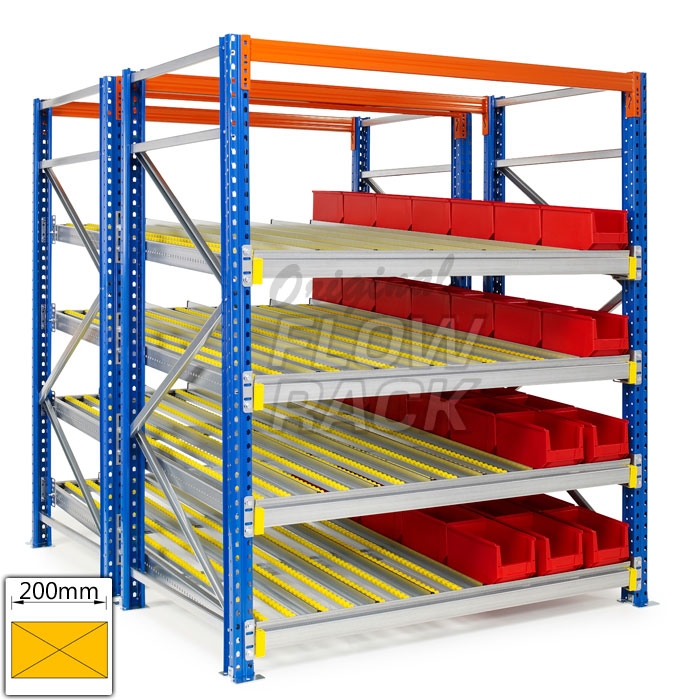 Flow shelves for pallet racks double depth