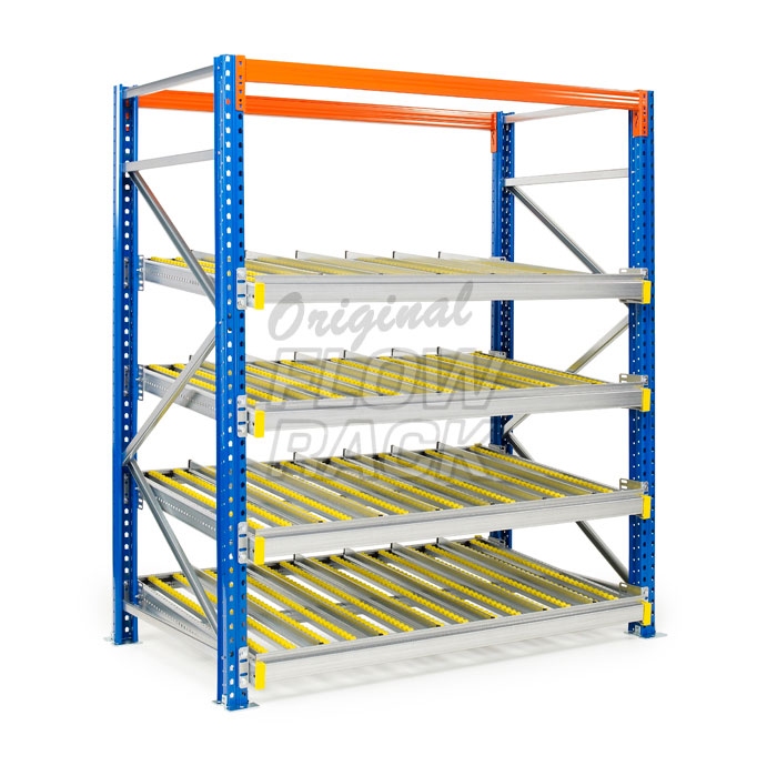 Flow shelves for pallet racks single depth