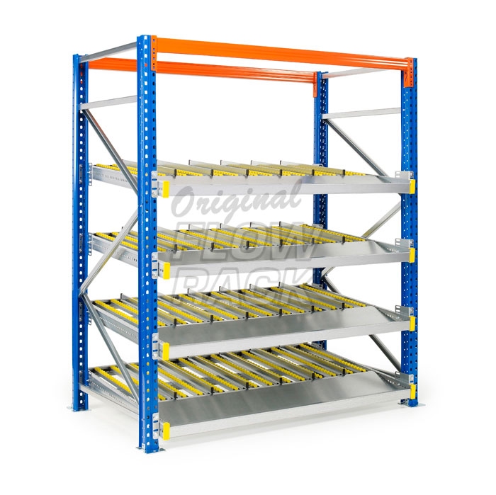 Flow shelves for pallet racks single depth