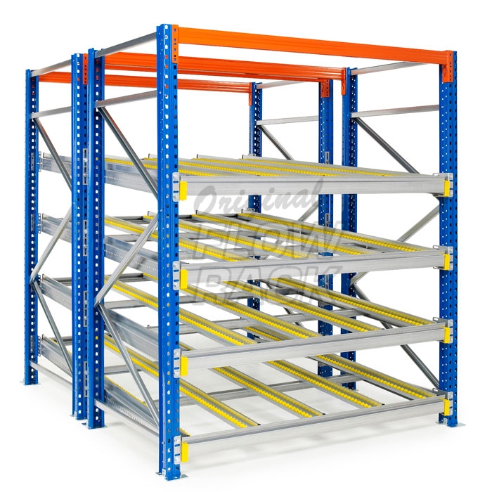 Flow shelves KLT-version for pallet racks double depth