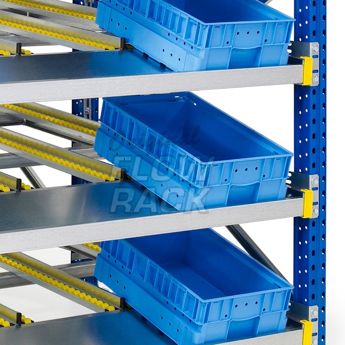 Flow shelves KLT-version for pallet racks double depth