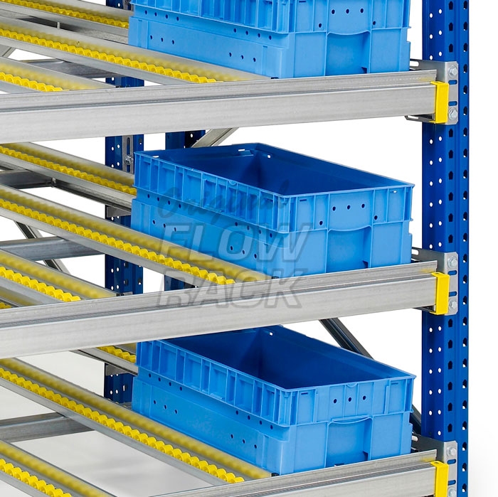 Flow shelves KLT-version for pallet racks single depth