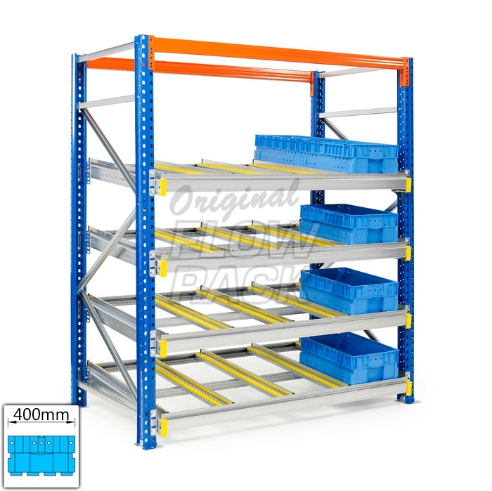 Flow shelves KLT-version for pallet racks single depth