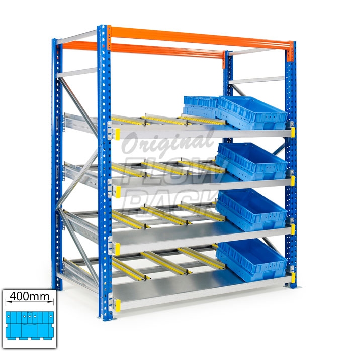 Flow shelves KLT-version for pallet racks single depth